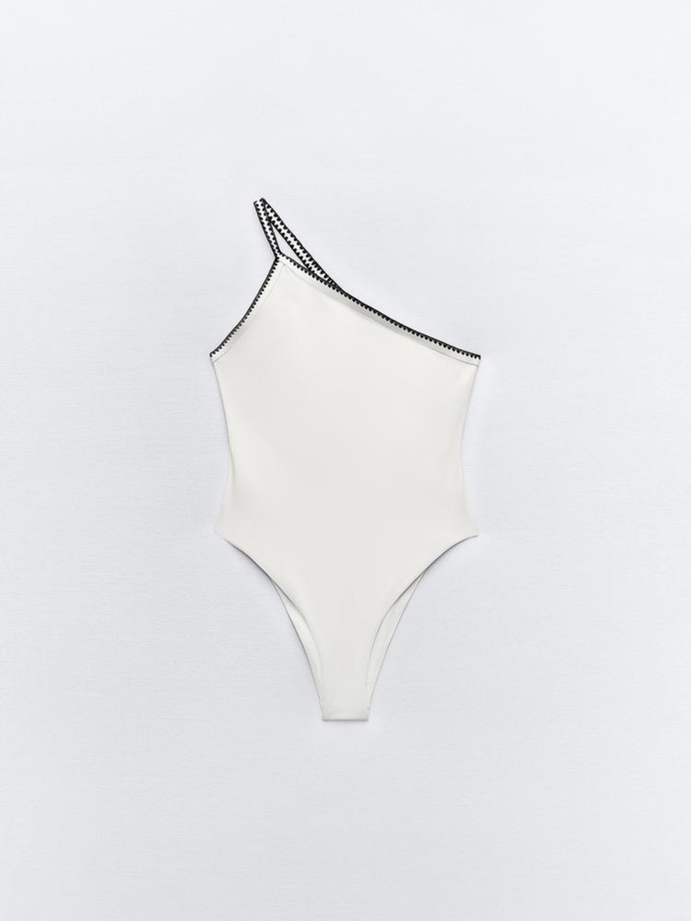 NWT ZARA ECRU EMBROIDERED ASYMMETRIC SWIMSUIT